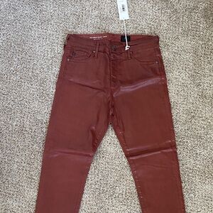 AG Adriano Goldschmeid Women's 28 Farrah Leatherette Jeans NWT Maroon